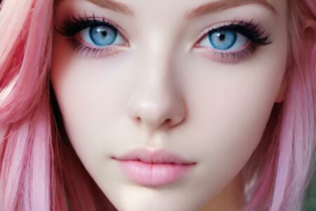 AI girl with pink hair wallpaper