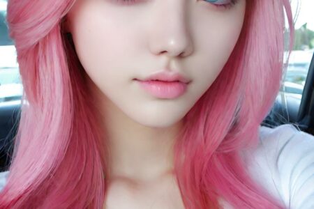 AI girl with pink hair wallpaper