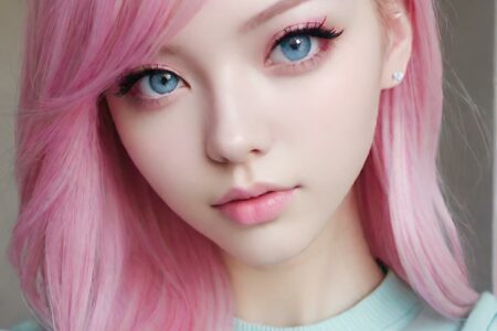 AI girl with pink hair wallpaper