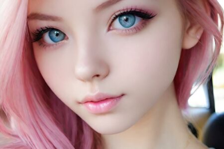 AI girl with pink hair wallpaper