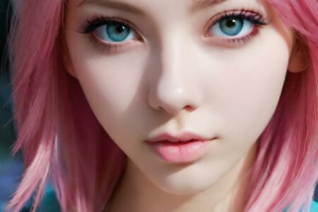 AI girl with pink hair wallpaper