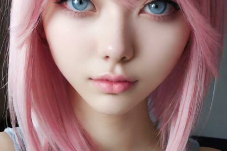 AI girl with pink hair wallpaper
