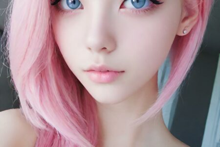 AI girl with pink hair wallpaper