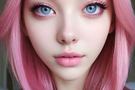 AI girl with pink hair wallpaper