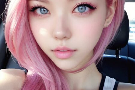 AI girl with pink hair wallpaper