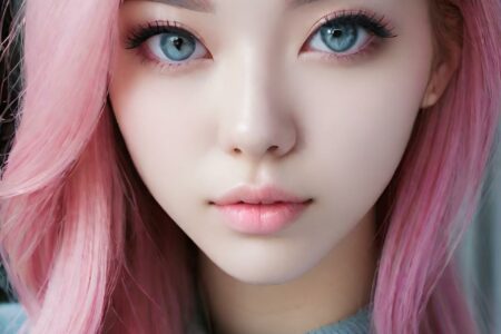AI girl with pink hair wallpaper