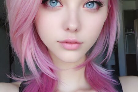 AI girl with pink hair wallpaper