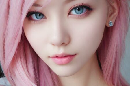 AI girl with pink hair wallpaper