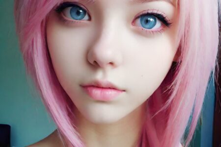 AI girl with pink hair wallpaper