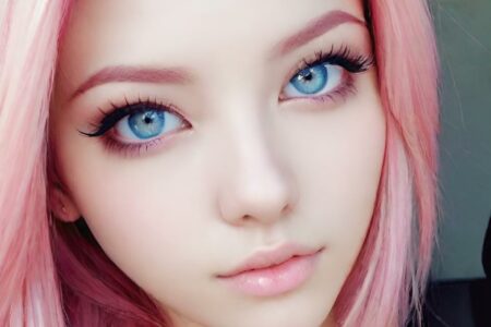 AI girl with pink hair wallpaper