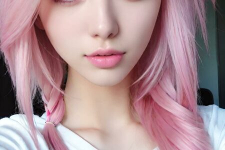 AI girl with pink hair wallpaper