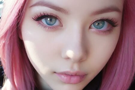 AI girl with pink hair wallpaper