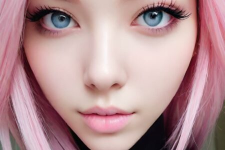 AI girl with pink hair wallpaper
