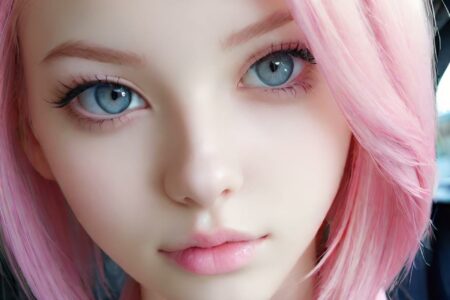 AI girl with pink hair wallpaper
