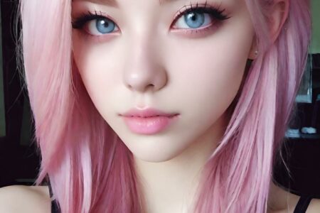 AI girl with pink hair wallpaper