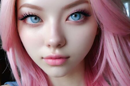 AI girl with pink hair wallpaper