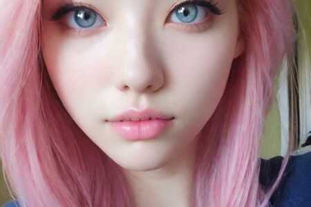 AI girl with pink hair wallpaper