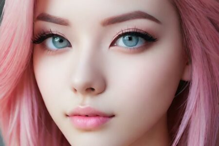AI girl with pink hair wallpaper