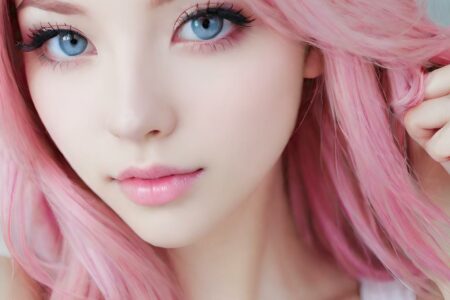 AI girl with pink hair wallpaper
