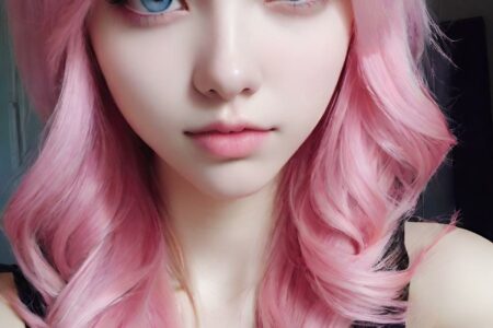 AI girl with pink hair wallpaper