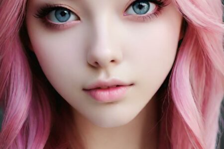 AI girl with pink hair wallpaper