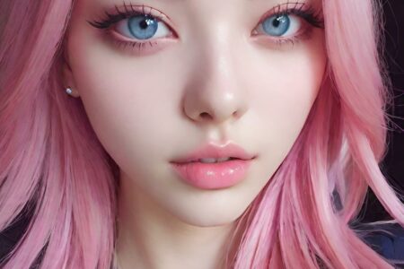 AI girl with pink hair wallpaper