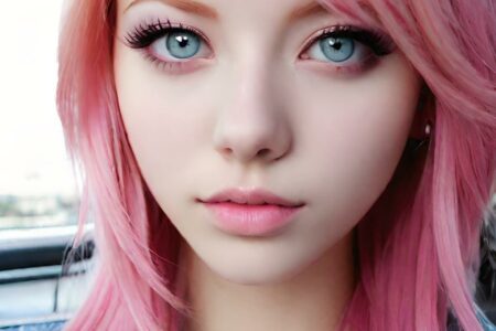 AI girl with pink hair wallpaper