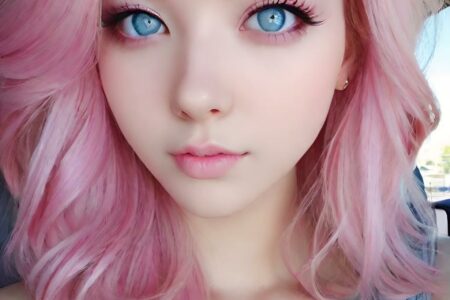 AI girl with pink hair wallpaper