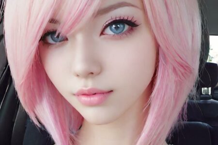 AI girl with pink hair wallpaper