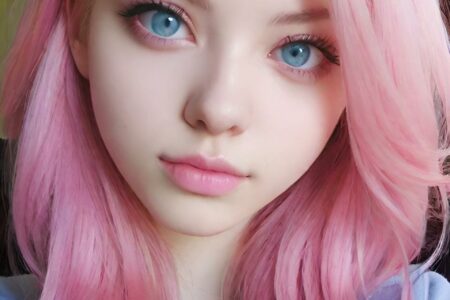 AI girl with pink hair wallpaper