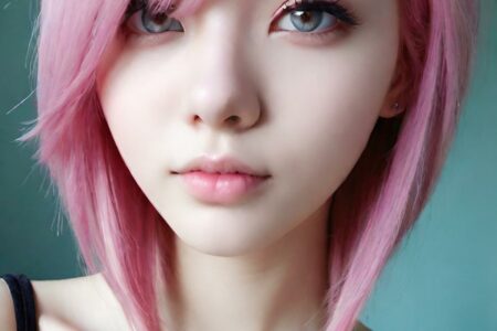 AI girl with pink hair wallpaper