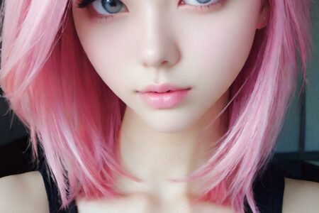 AI girl with pink hair wallpaper