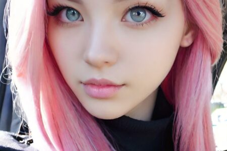 AI girl with pink hair wallpaper