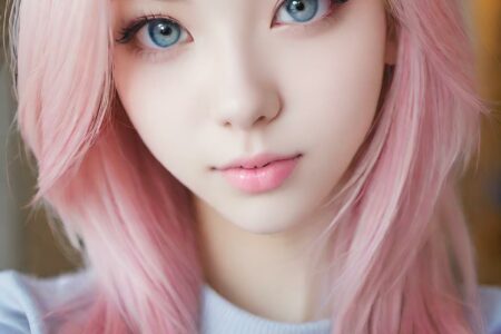 AI girl with pink hair wallpaper