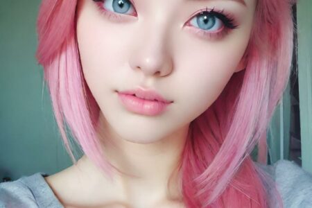 AI girl with pink hair wallpaper