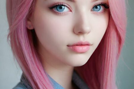AI girl with pink hair wallpaper