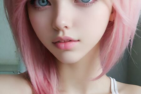 AI girl with pink hair wallpaper