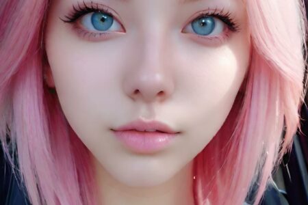 AI girl with pink hair wallpaper