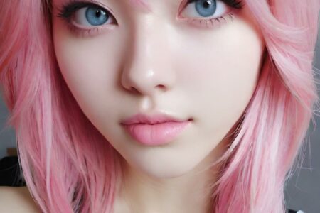 AI girl with pink hair wallpaper