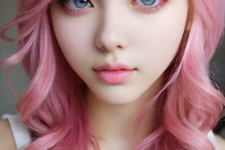 AI girl with pink hair wallpaper