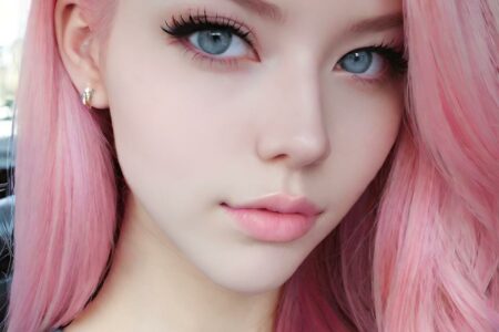 AI girl with pink hair wallpaper