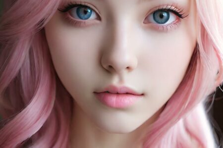 AI girl with pink hair wallpaper