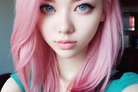 AI girl with pink hair wallpaper