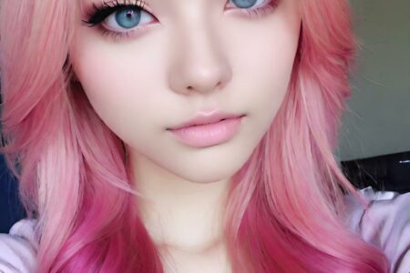 AI girl with pink hair wallpaper