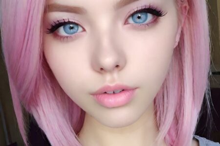 AI girl with pink hair wallpaper