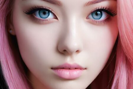 AI girl with pink hair wallpaper