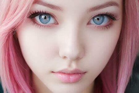 AI girl with pink hair wallpaper