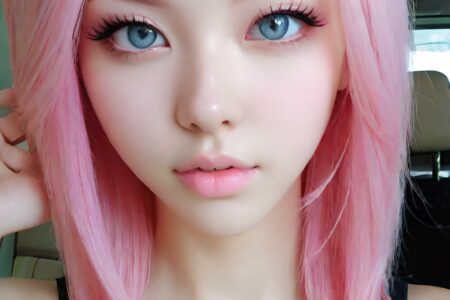 AI girl with pink hair wallpaper