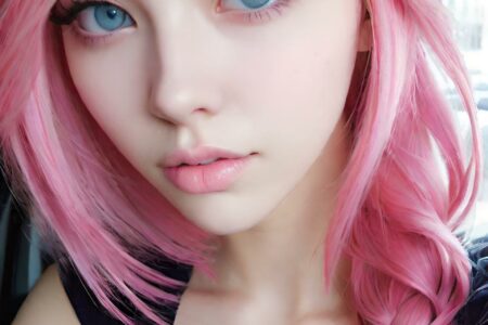AI girl with pink hair wallpaper