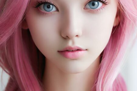 AI girl with pink hair wallpaper